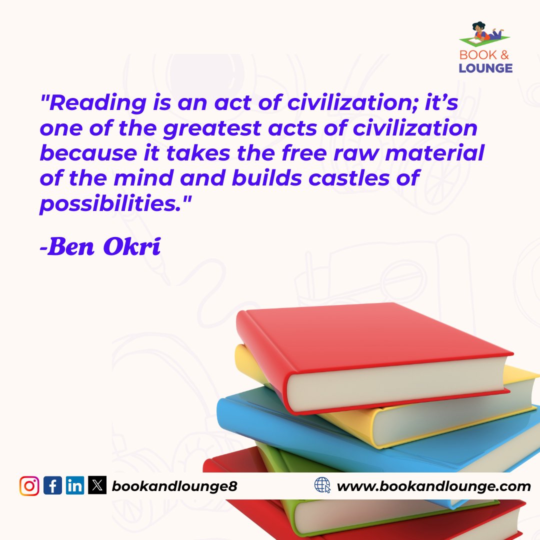 Reading is indeed an act of civilization, so is listening to our podcast😂 For engaging book reviews, head to our podcast now Apple Podcasts - podcasts.apple.com/gh/podcast/boo… Spotify - open.spotify.com/show/2kTydVgGa… or our website - bookandlounge.com/podcast #BookCommunity #bookandlounge