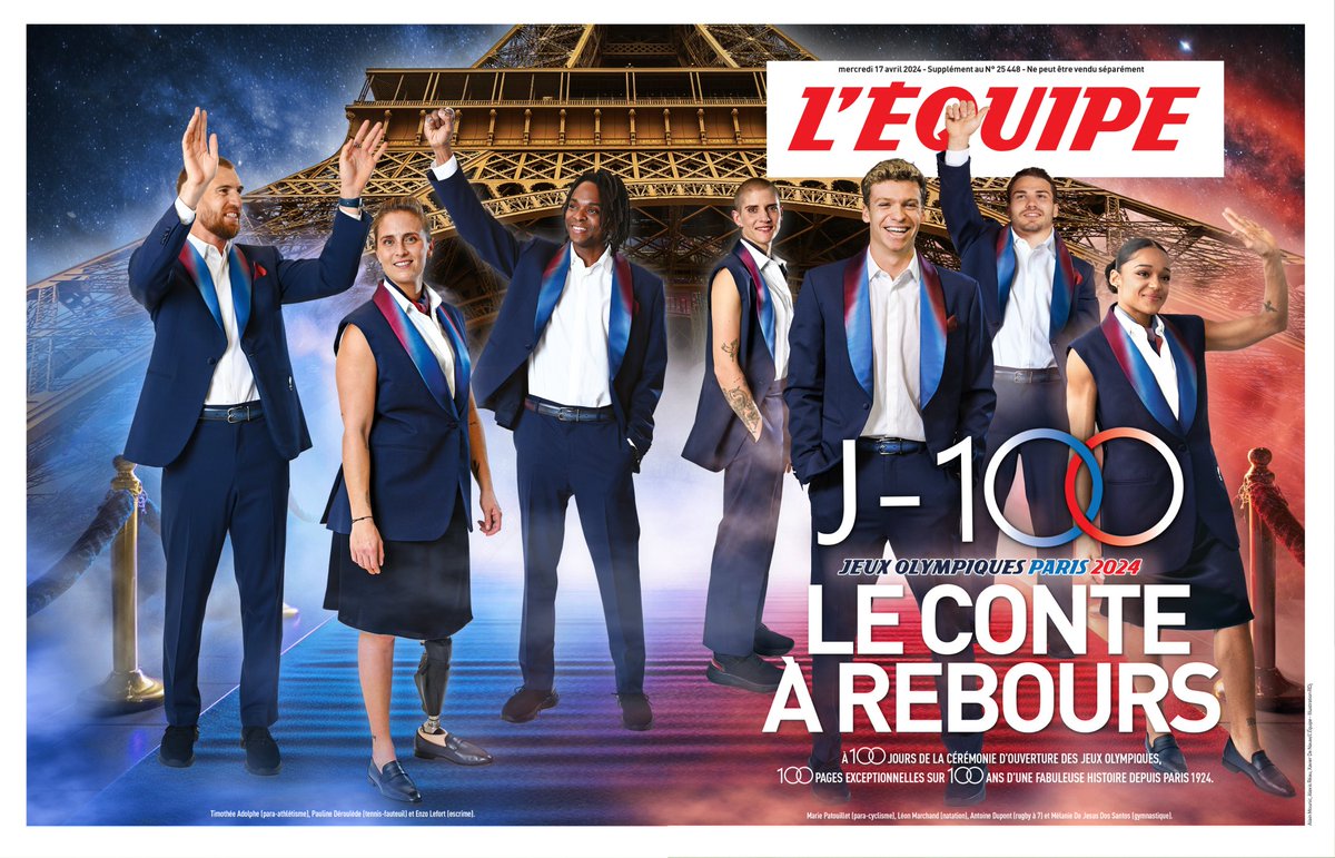 À cent jours de la cérémonie d’ouverture des JO d’été, « L’Équipe » vous propose un numéro collector de 100 pages pour revenir sur 100 ans de Jeux Olympiques, de Paris 1924 à Paris 2024. Rendez-vous ce mercredi dans vos kiosques.