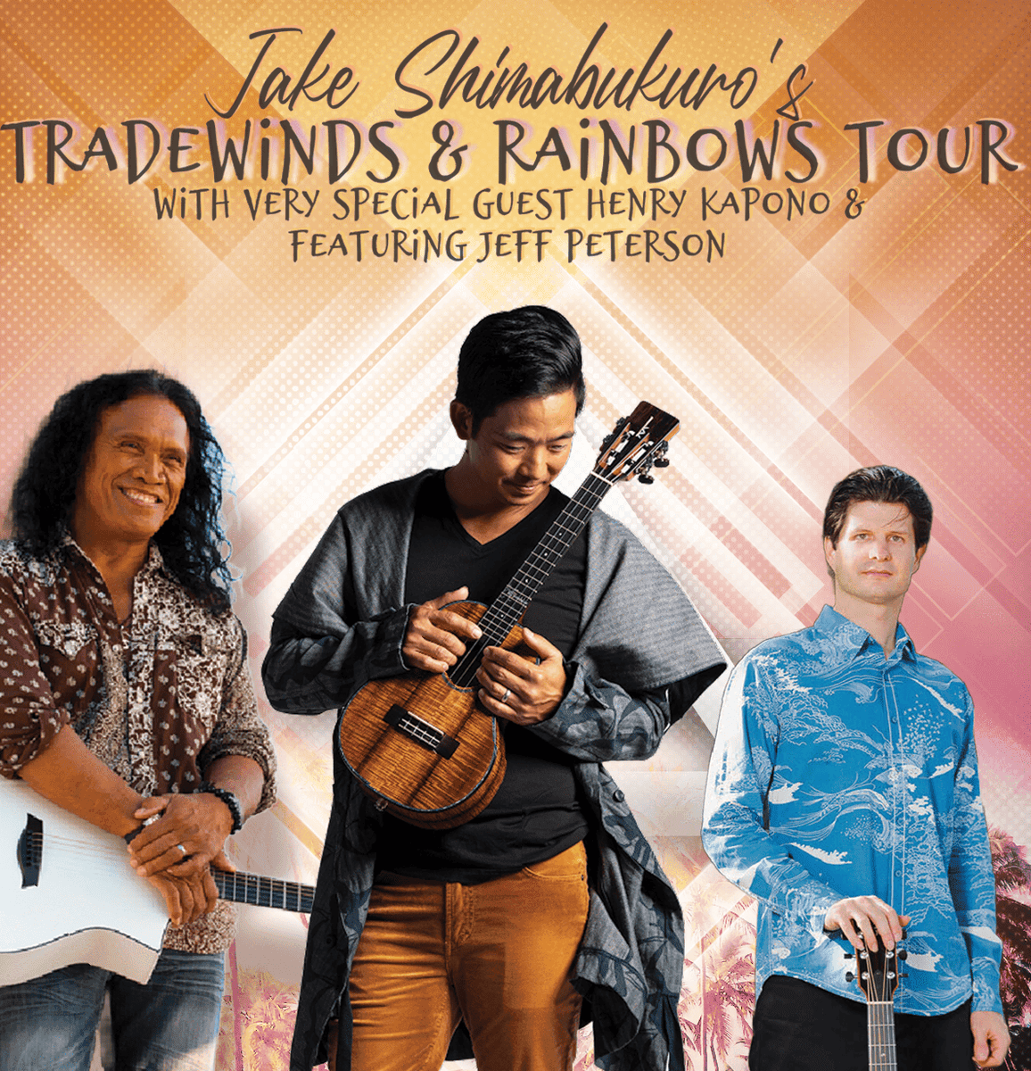 Jake Shimabukuro's Tradewinds & Rainbow Tour: A Fusion of First-Time Hawaiian Musical Mastery Featuring @henrykapono and @jeffPeterson_HI Read full press release: bit.ly/49D9rwb #jakeshimabukurotour2024 #ukulele