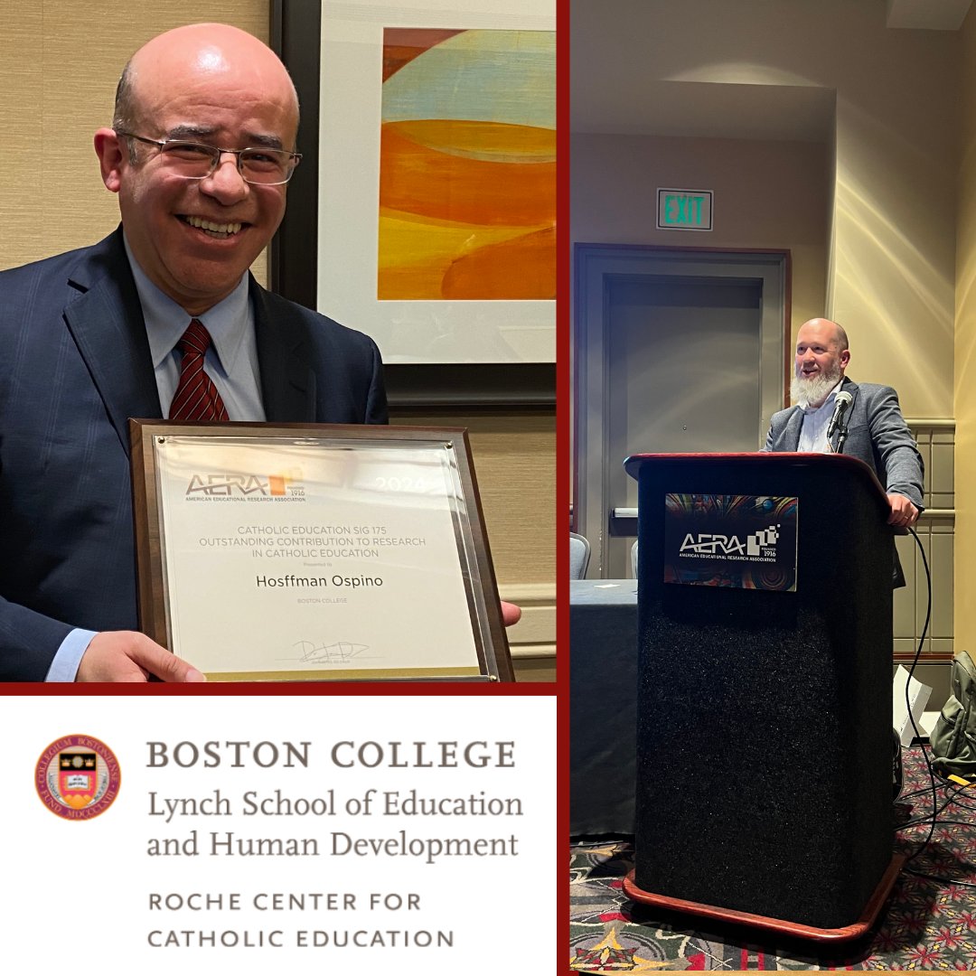 BC Roche Center (@rochecenter) on Twitter photo #AERA24 was special for team member & instructional coach <a href="/_jsalexander/">Dr. Jeremy Alexander</a> as well as <a href="/bcstm/">BC Clough School of Theology + Ministry</a> Professor and frequent collaborator Hosffman Ospino, as they were honored for their respective Dissertation of the Year and Outstanding Contribution to Research in Catholic Education awards. #AERA24 was special for team member & instructional coach <a href="/_jsalexander/">Dr. Jeremy Alexander</a> as well as <a href="/bcstm/">BC Clough School of Theology + Ministry</a> Professor and frequent collaborator Hosffman Ospino, as they were honored for their respective Dissertation of the Year and Outstanding Contribution to Research in Catholic Education awards.