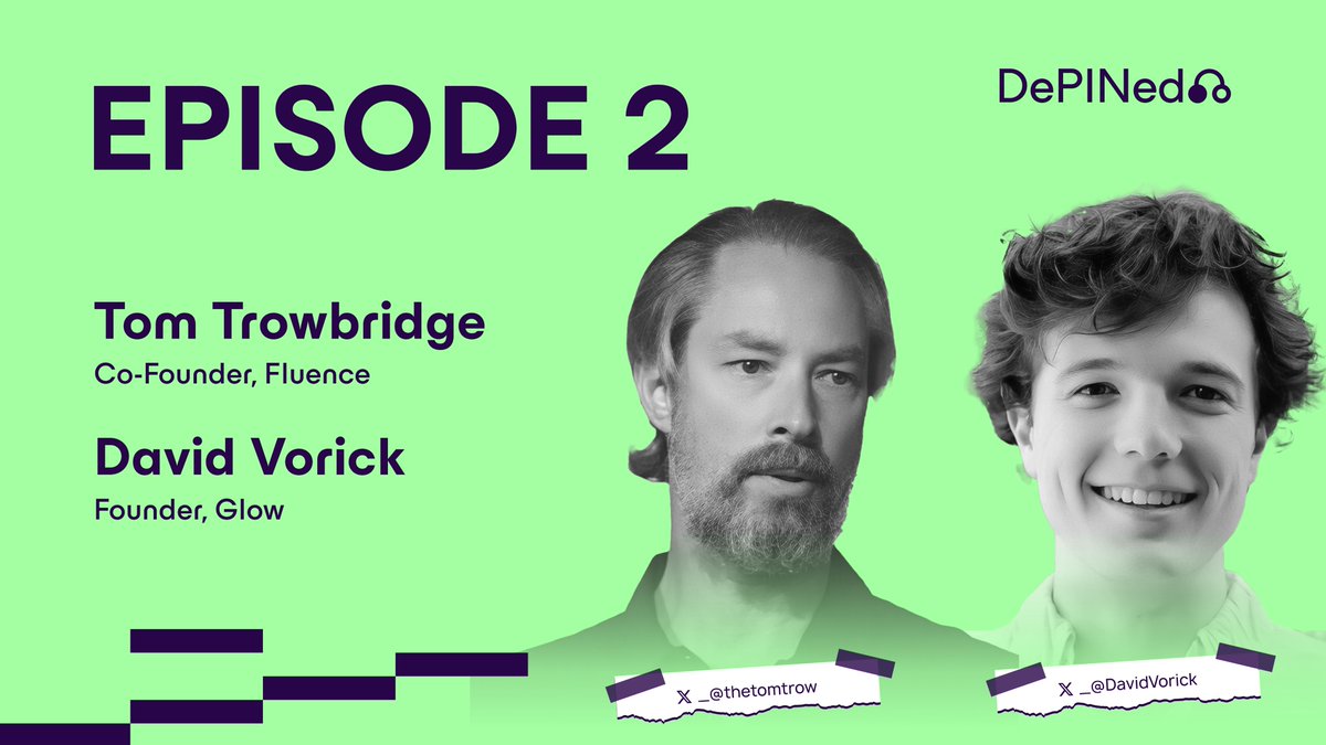 Episode 2 of the DePINed podcast is live! Join @thetomtrow and @DavidVorick as they discuss how @GlowFND is transforming the carbon credit industry through clean solar farms. Listen to David's experience with building and scaling a DePIN project 🎧 youtube.com/watch?v=JRUaFP…