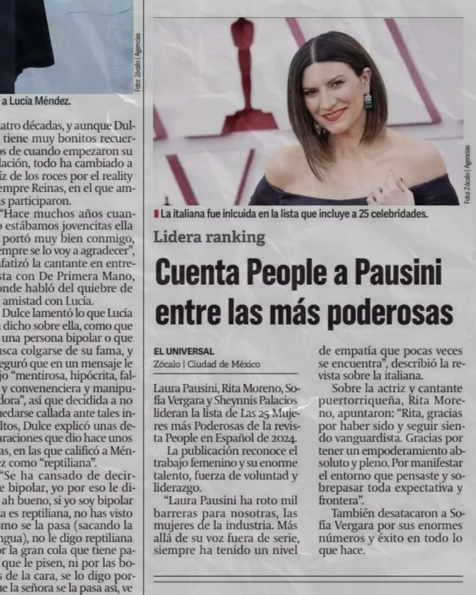 ZÓCALO SALTILLO📰

Hoy en el diario #ZocaloSaltillo encontramos a #LauraPausini como una de las 25 mujeres más poderosas del 2024, destacada por #PeopleEnEspañol 🩷