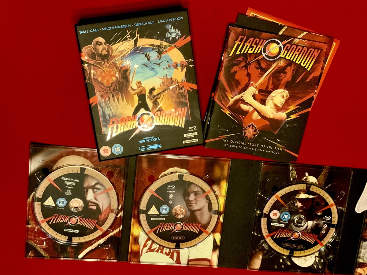 Has there ever been a more colorful or more camp sci-fi movie? This special edition comes with the movie on UHD and Blu-ray, 2 special feature Blu-ray discs and the Queen Soundtrack on CD. #GuiltyPleasure #FlashGordon #FlashAaahAaah #Queen