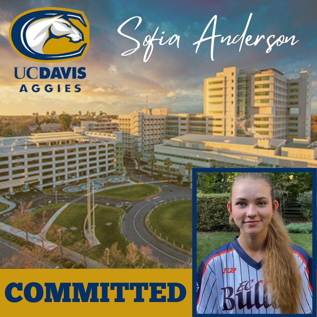 COMMITMENT ALERT! Congrats to our #26, Sofia, on her commitment to the University of California, Davis to further her academic & athletic career. Go Aggies! #softball #fastpitch #committed @DJOSoftball @ECBullets18uVA @EastCobbBullets @ucdavis @ucdavissoftball @SBRRetweets
