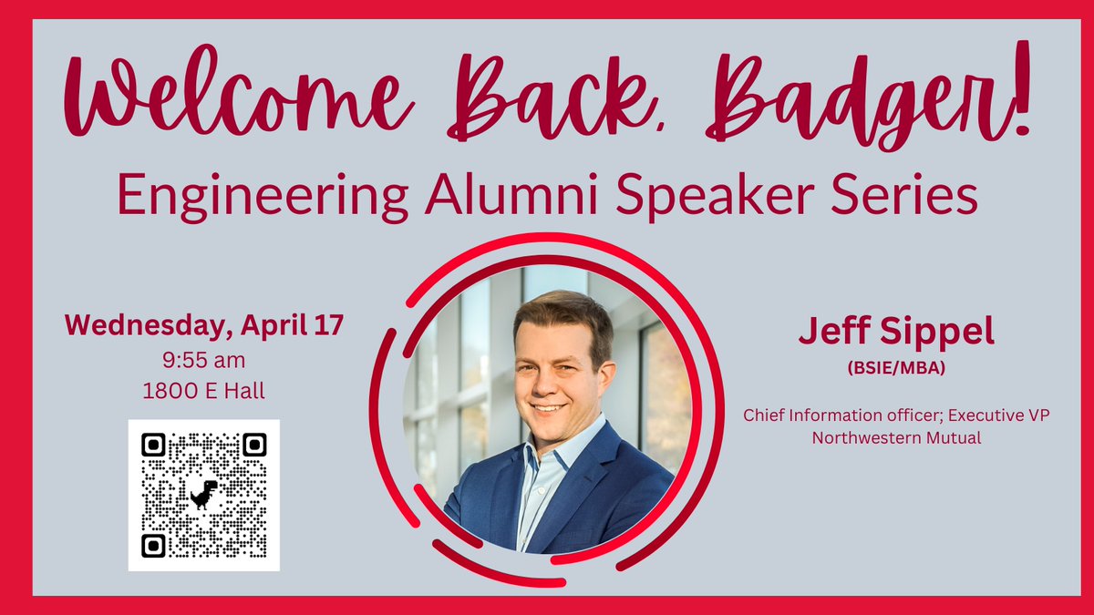 Today, we are excited to hear from Badger Alumnus Jeff Sippel, part of our Welcome Back, Badger series! Jeff Sippel is a technical leader with a deep background in strategy, analytics, & software development- lots to share! @WisAlumni @UWMadEngr @jsippel engineering.wisc.edu/event/welcome-…