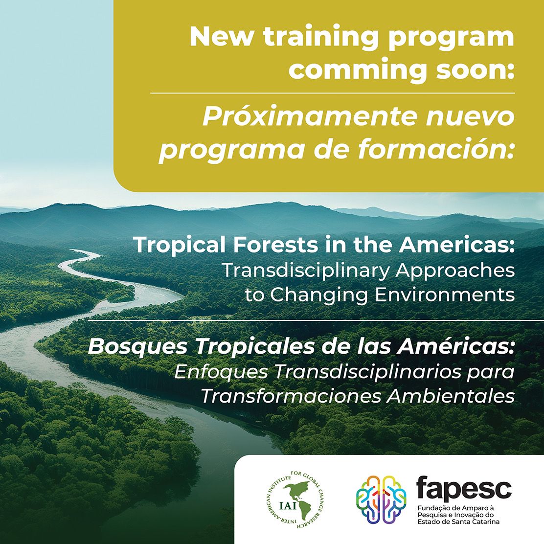 📢New training program coming soon! @fapesc 🌎Tropical Forests in the Americas: Transdisciplinary Approaches to Changing Environments 🌱 💡Stay tuned