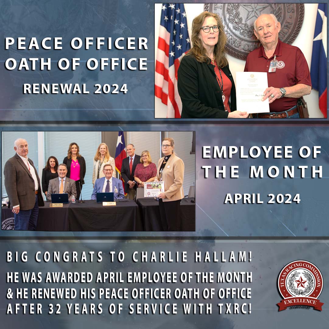 He was recently awarded April Employee of the Month & he renewed his Peace Officer Oath of Office after 32 years of service with TXRC!​
#EmployeeOfTheMonth
