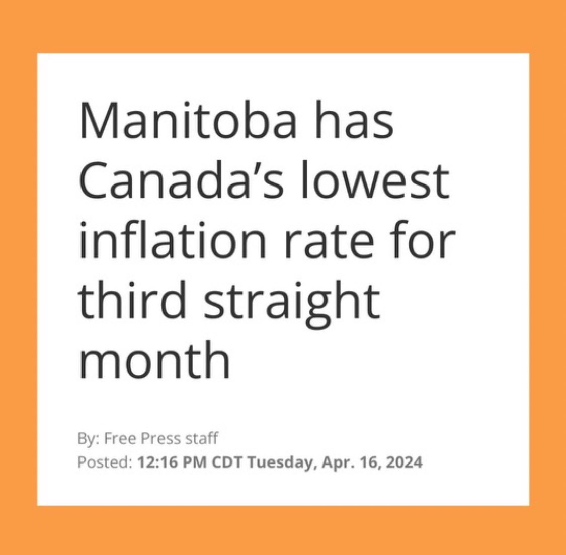 Our gas tax holiday is having a direct impact on inflation rates in MB. For the 3rd month in a row, we have the lowest inflation in the country. This is just one of the many ways our government is working to save you money. #mbpoli