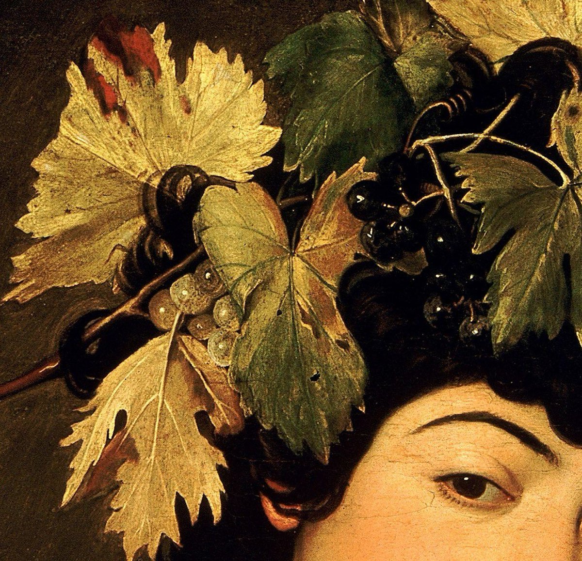 Caravaggio - The Adolescent Bacchus, Detail.