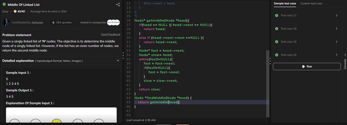 with_code01001's tweet image. Following DSA Playlist by Love Babbar
Lecture 45 (Linked List Part 2) done
Questions -
1. Reverse a Linked List
2. Middle of a Linked List
#codingstreak #20
