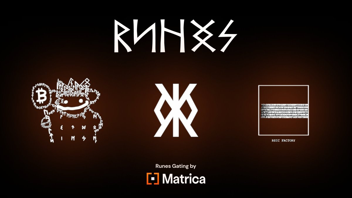 It's a big week for Bitcoin - the halving is getting closer 🧡🔥 We are happy to announce Matrica will be supporting Runes along side all your favorite Ordinals Builders @MEonBTC @XverseApp @luminexio Which Runes are you most excited to sweep? 👀