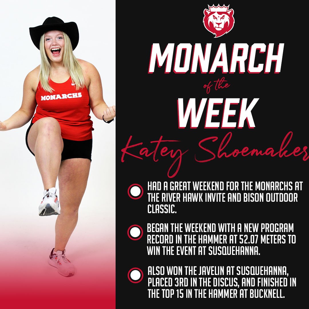MOTW | WHAT’S UP MONARCHS OF THE WEEK!

Spencer had a pair of hat tricks, and Shoemaker shattered the hammer throw record as the duo earned MONARCHS OF THE WEEK!

#MonarchNation // #EarnTheCrown