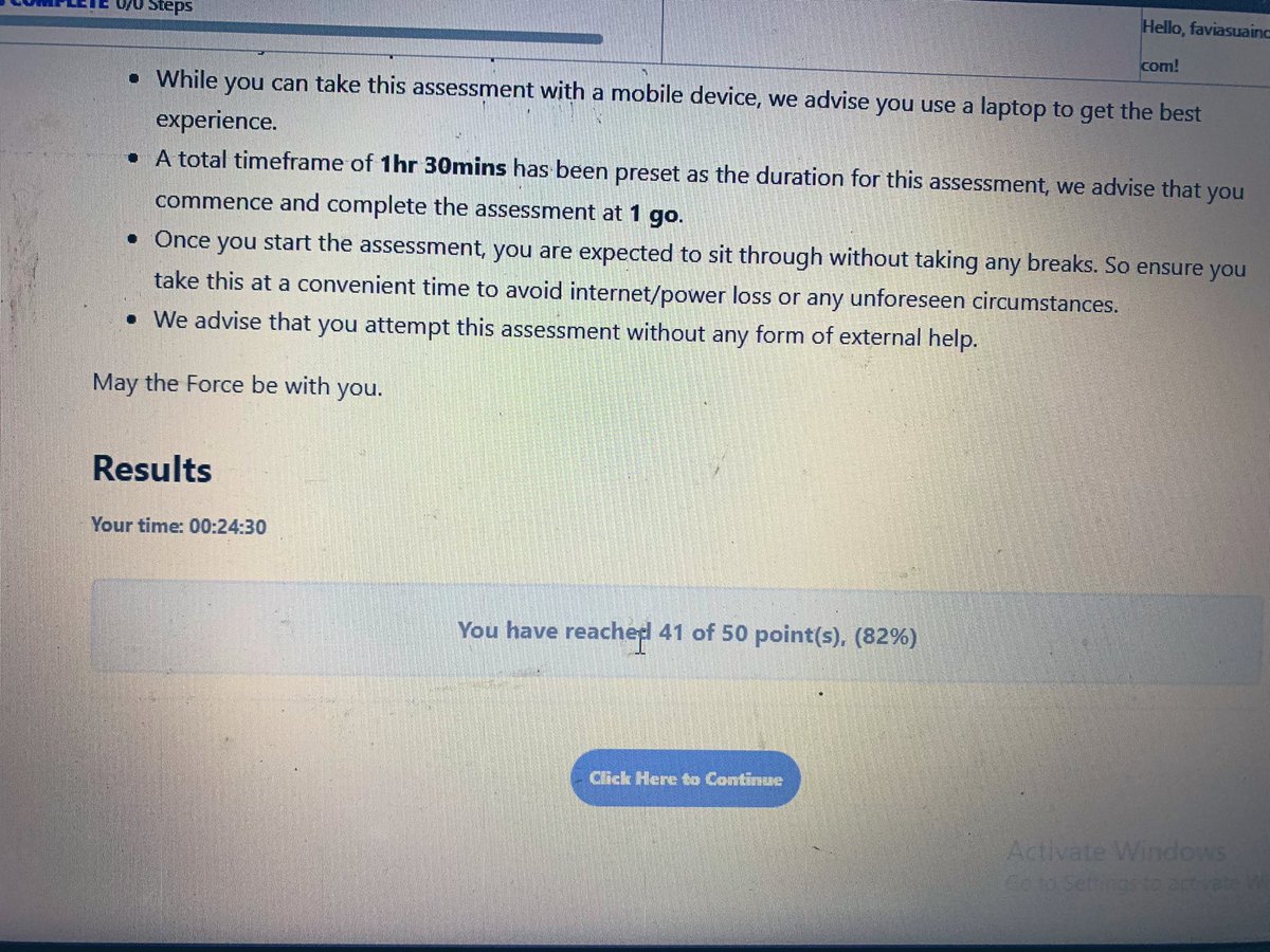 I passed my assessment test!!! 🙌🙌 Unto the next. Thank you @hackSultan and @AltSchoolAfrica