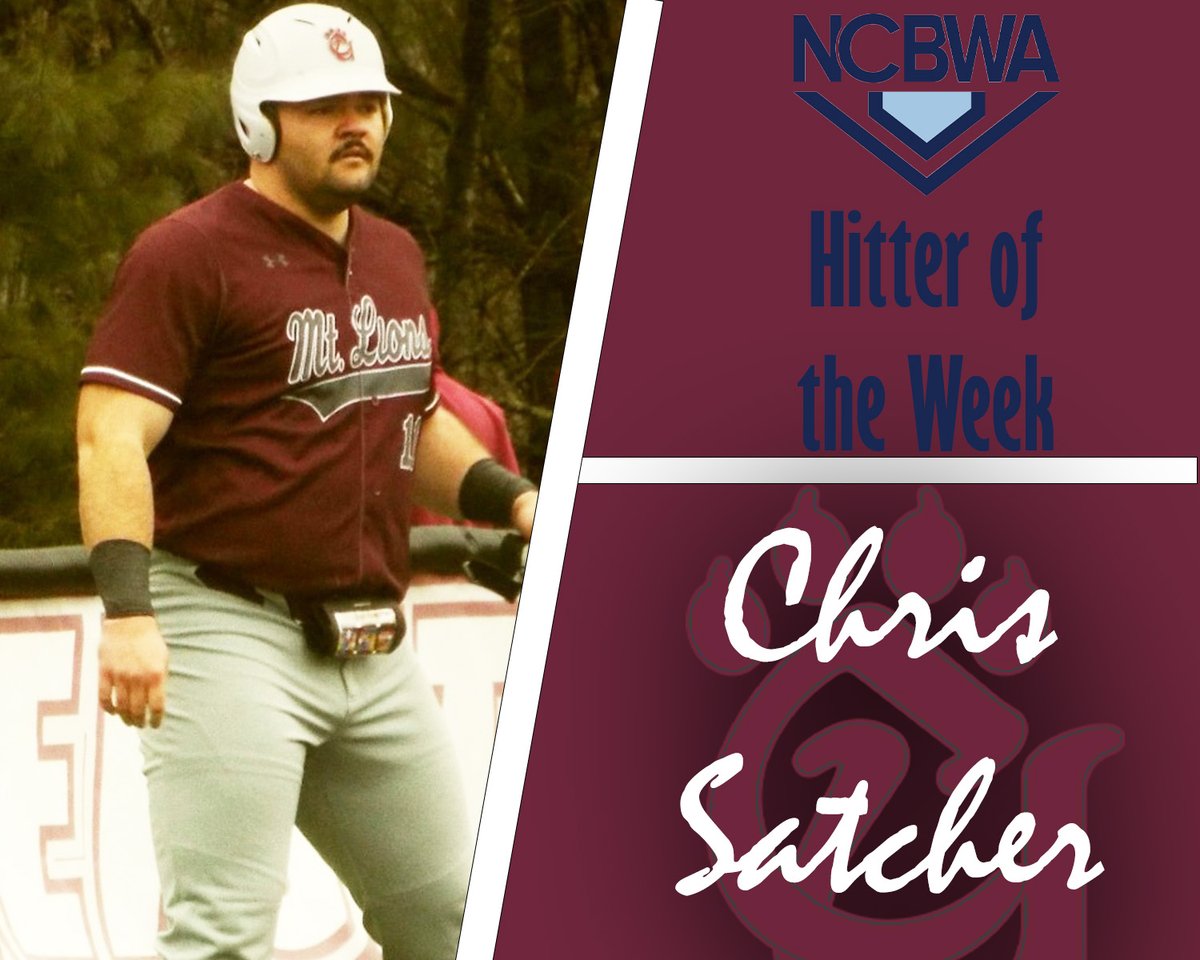 .@ConcordBaseball's Chris Satcher has earned another weekly honor by being voted as the NCBWA Atlantic Regional Hitter of the Week