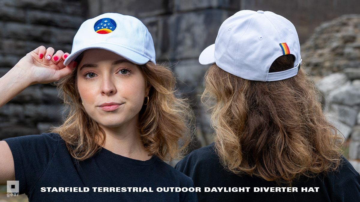 Back on Earth from your mission? Keep the sun off your eyes with this stylish @StarfieldGame Hat! gear.bethesda.net/products/starf…