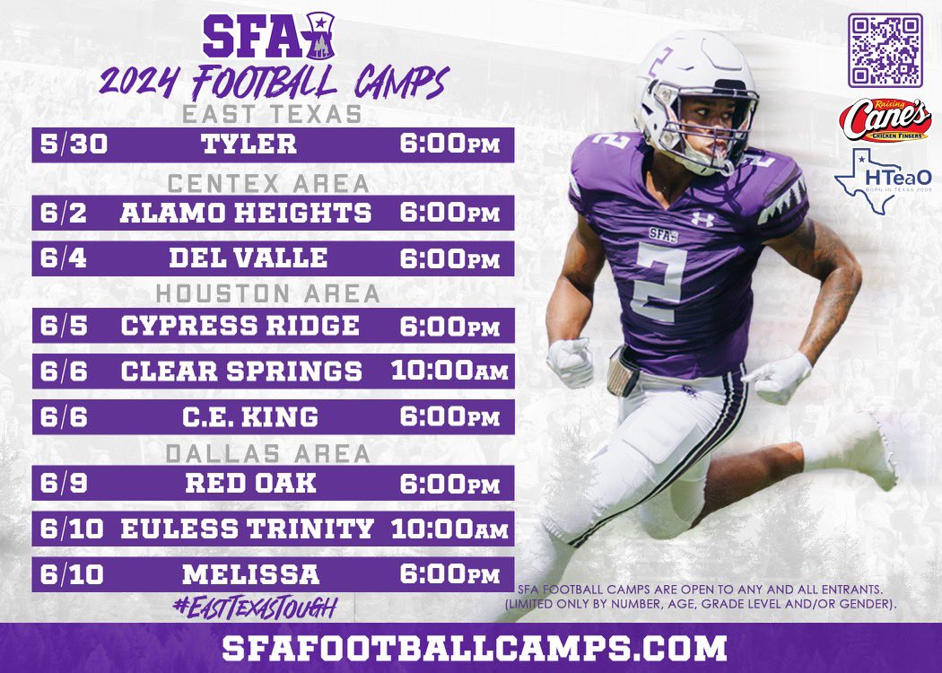 Come Camp With The Jacks 🪓 East Texas Tough 💪 Register Today: SFAFootballCamps.com