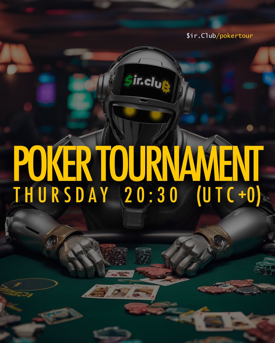 The_Prodigy_Lab's tweet photo. Hi Fam 🫡🎩

Join our thursday night’s poker!

🥇 10 $USDC + 7000 SirCoin
🥈 @FutureInvst OG + 5000 SirCoin
🥉 @DisgustingRealm WL + 3000 SirCoin

Start Date: 18/04 at 20:30 (utc+0)

No late entries!

Here to participate:
https://t.co/SuKZ9eH8Zy

Task for participants: like and retweet this post to obtain 1000 SirCoin (open a ticket in our dc: https://t.co/NB6kVFTopE)