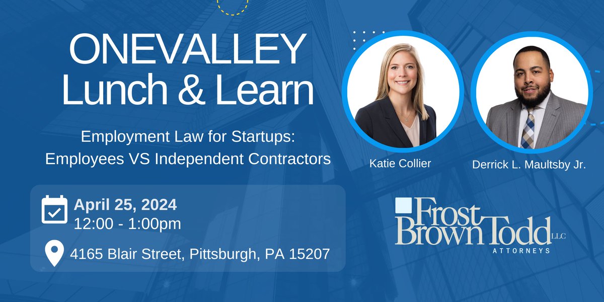 theonevalley's tweet photo. Attention #startup community! 📢Join us for a Lunch &amp; Learn at the Roundhouse. Get valuable insights into why employment law matters, even for cash-strapped startups. Learn about employee rights vs independent contractors over FREE lunch. 
RSVP 👉 https://t.co/a9qDvc5LEv https://t.co/JXrxK6xmPY
