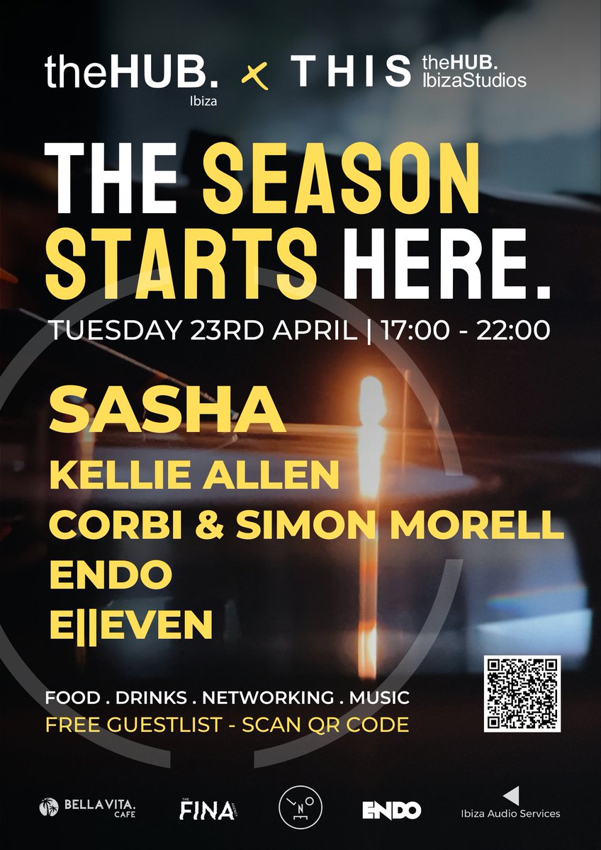 Free guestlist for the opening Ibiza party of the summer season of @ThehubIbiza. Stop by Tuesday, 4/23 5pm-10pm for 🎶🪩🍹🥘. 🆓RSVP: bit.ly/3TNtDFL