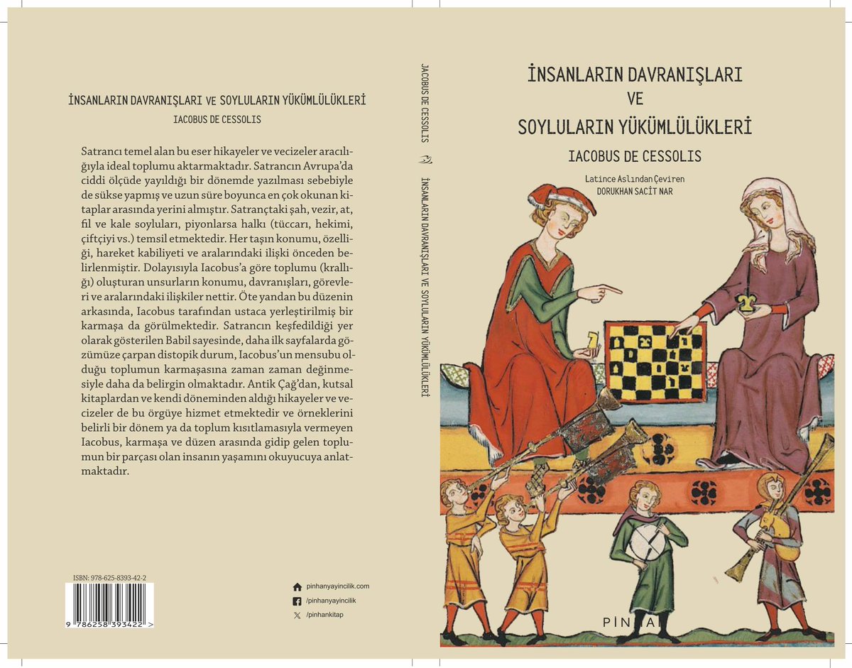 Yakında! İNSANLARIN DAVRANIŞLARI VE SOYLULARIN YÜKÜMLÜLÜKLERİ Iacobus de Cessolis Çeviren: @dorukhansn 'Karnı açken Tanrı’yı tanıyan kişi, tıka basa doluyken putlar yaratır.' pinhanyayincilik.com/insanlarin-dav…