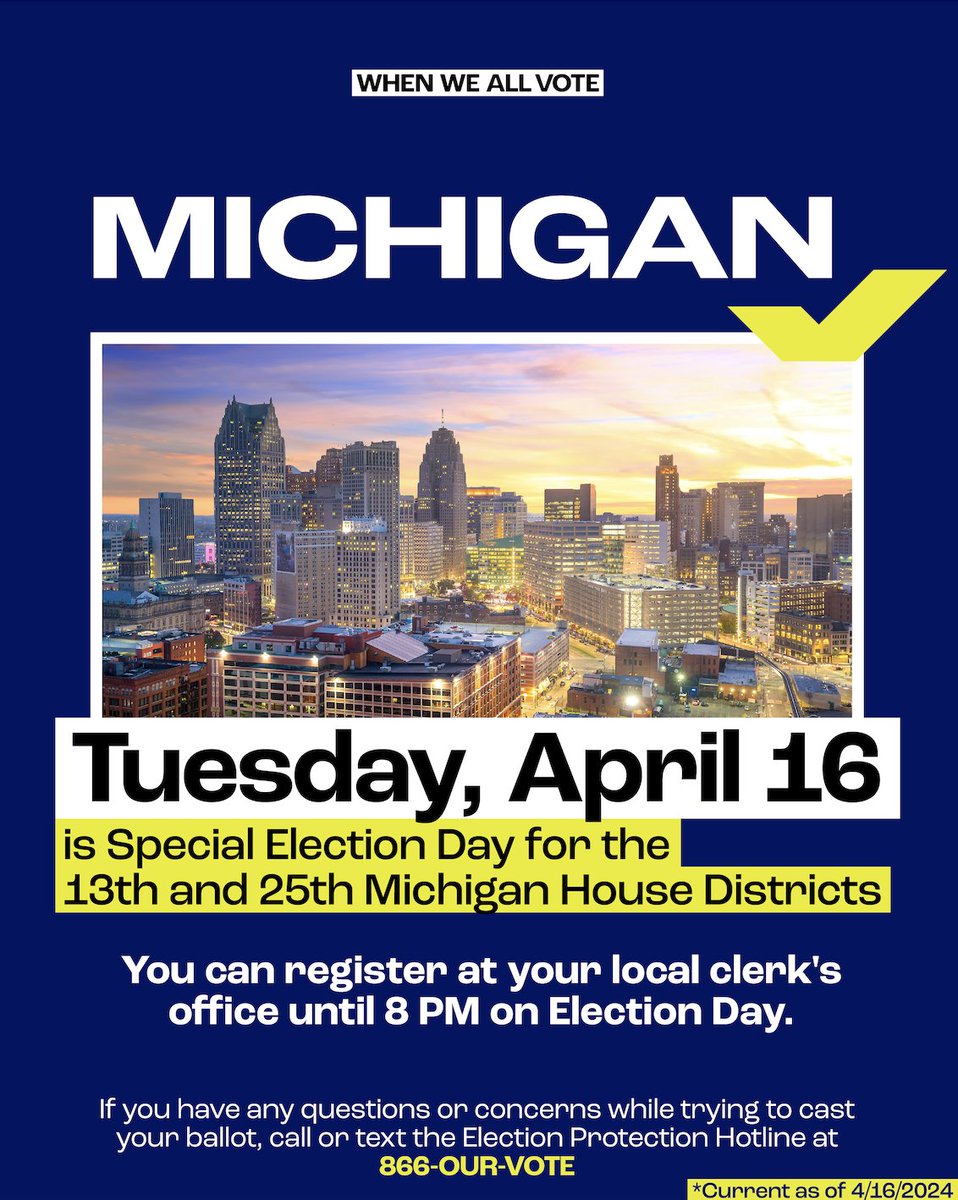 Alabama 🥜 and Michigan 〽️ voters — it's your Election Day! Find your polling place📍 below, and get out to vote TODAY, April 16th: 🥜: weall.vote/alabama 〽️: weall.vote/michigan