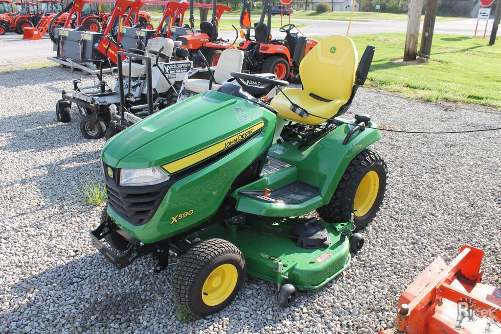 2023 John Deere X590 with 54' belly mower and only 11 hours available at our Lucasville location. Asking $7900. Call our sales team at 740-289-4318 for visit this link bit.ly/4azERVD for more info!