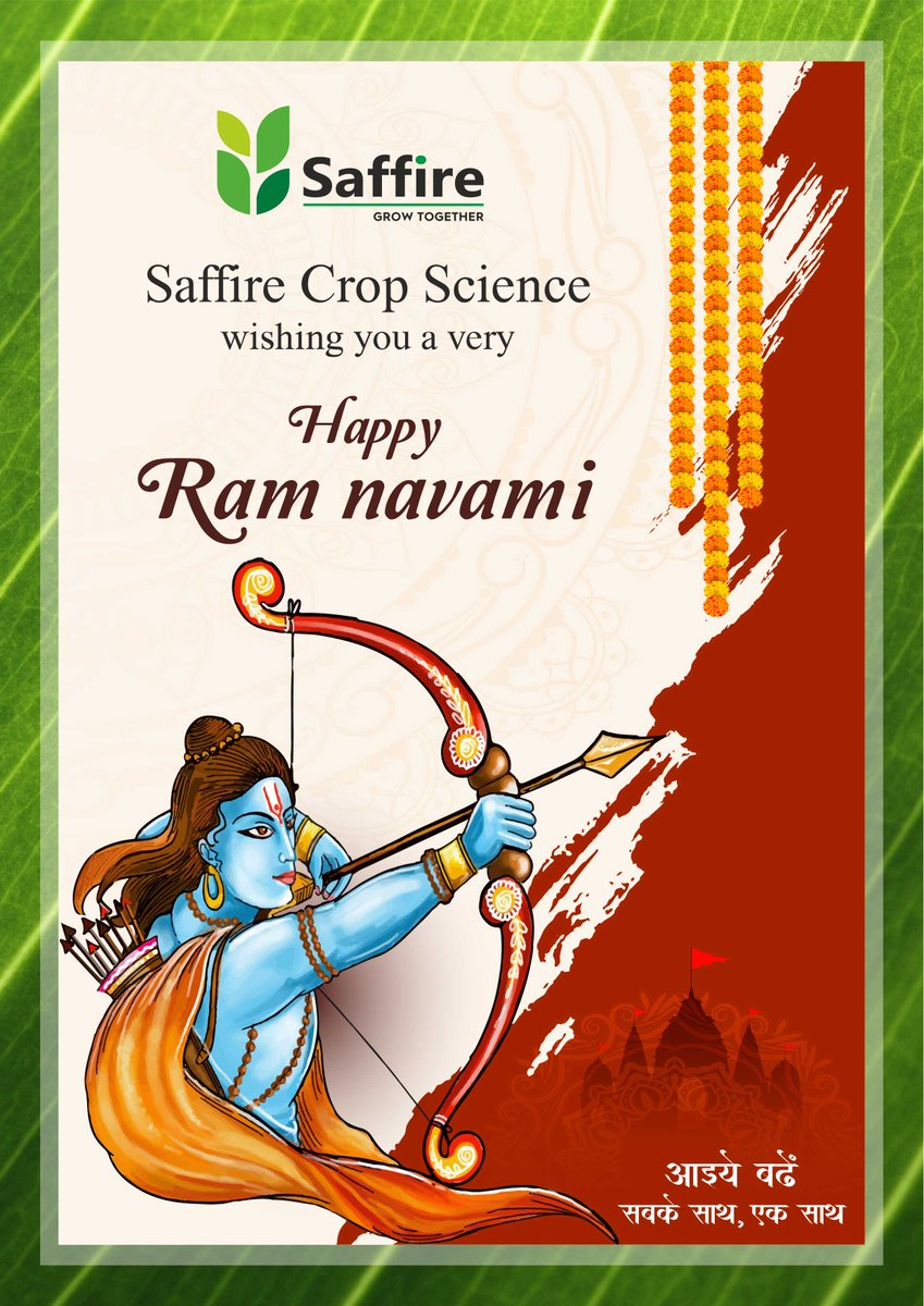 SaffireCrop's tweet photo. On this divine day of Ram Navami, we wish that the blessings of Shri Ram be with you. Saffire Crop Science wishes Happy Ram Navami to you and your family.
#RamNavami #JaiShreeRam #LordRama #farmers #saffire https://t.co/SpWwZiREbj