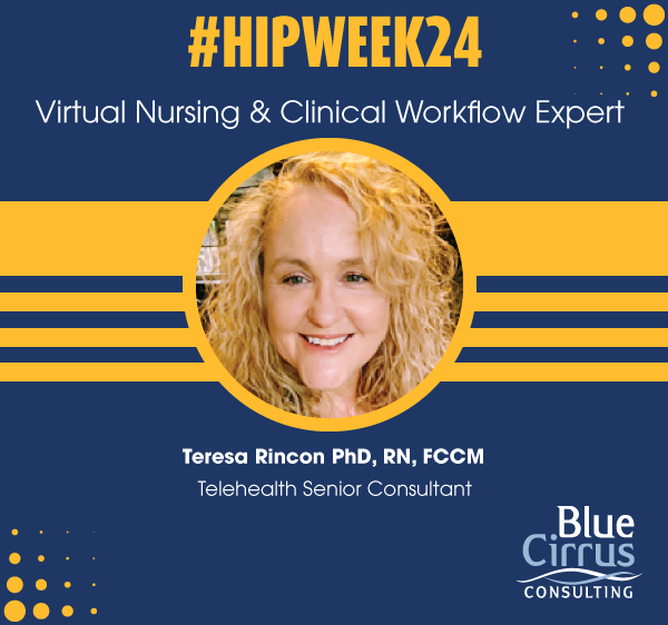 Meet @teresarincon_rn, one of our #ATAFellows, spearheading our #virtualnursing & #clinicalworkflow solutions. With 20 years' expertise, she ensures seamless patient care. Elevate your practice with us! 
blue-cirrus.com

#HIPWeek24 @michellehager1 @AHIMAResources