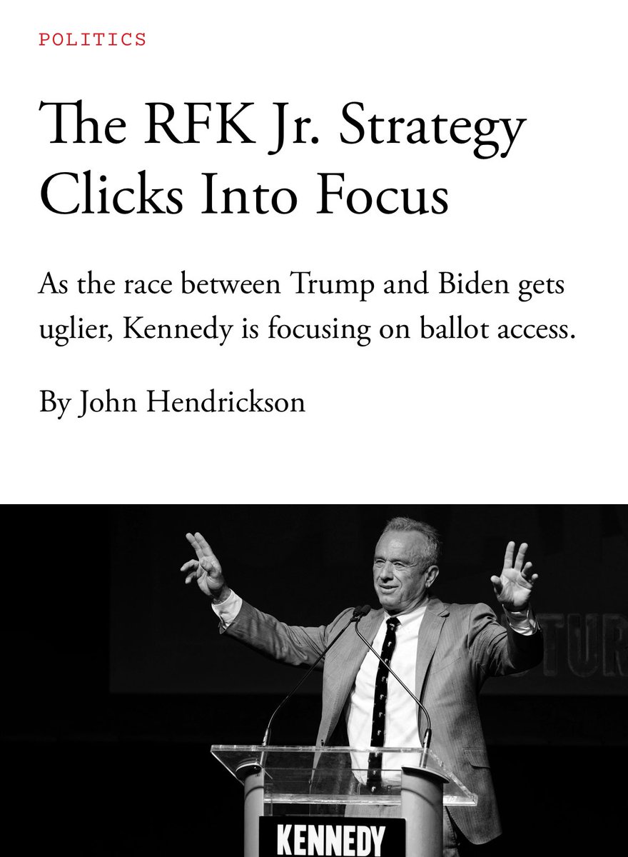 🔥The Atlantic: “What if everyone’s wrong?” “What if Robert F. Kennedy Jr.’s presidential campaign is savvier, more organized, and more cunning than it’s been given credit for?” RFK’s recent Iowa rally drew “the biggest cross-section of people I’ve ever witnessed,” John…