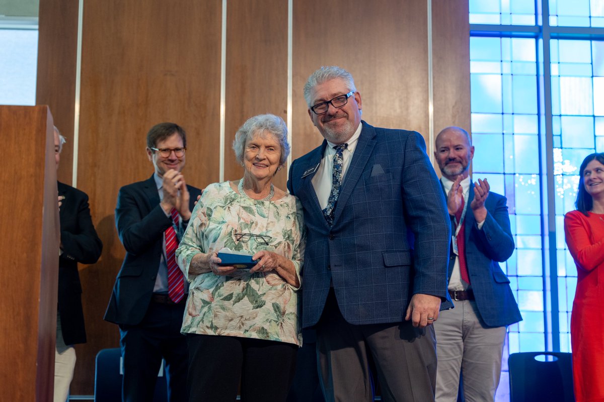 Today we proudly honored Fr. Tom Michel, SJ '59 and Joe Pichler '57 with the Backer Award for their remarkable courage, leadership & humility. Receiving the award on Fr. Michel's behalf was his sister, Kay. Watch videos about these #MenForOthers: shorturl.at/pRV17. #AMDG