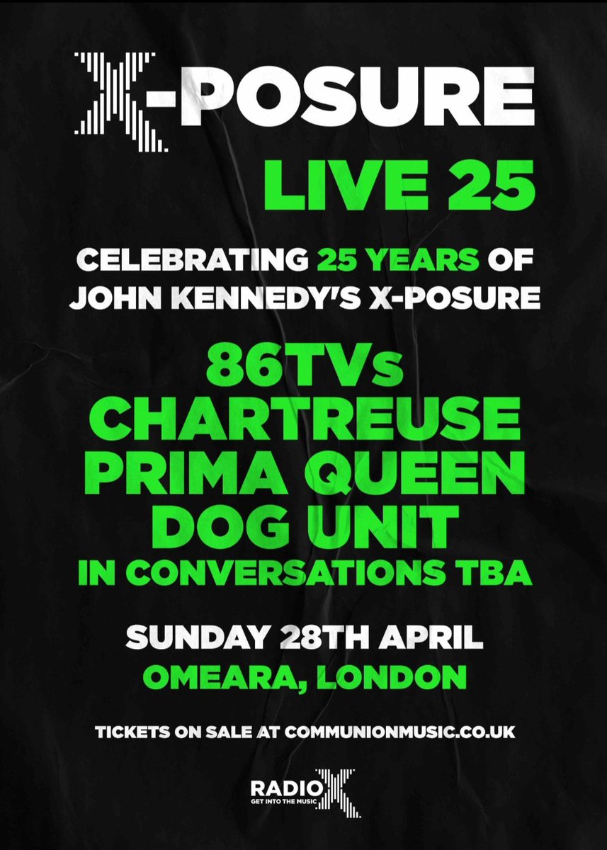 We've been hidden away with writing lately but we're crawling out of our hole next Sunday 28th to celebrate 25 years of @JohnKennedy brilliant @RadioX X-posure show at @OmearaLondon 🚀 Playing alongside @86TVsband @prima__queen & @ThisIsDogUnit Tix: musicglue.com/chartreuseband…
