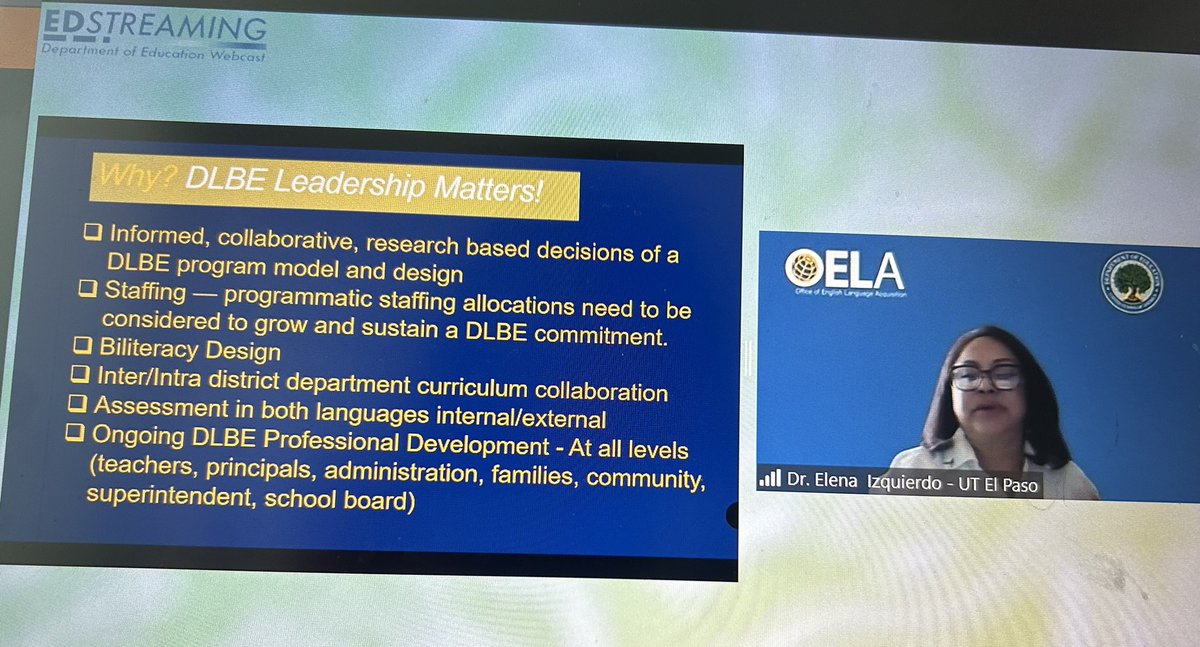 “It is imperative that EVERYONE is involved when making decisions in dual languages.” @ElenaIzquierdo3 #3WsDualLanguage #OELA