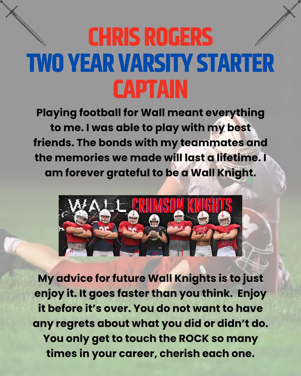 🗡️ Class of ‘24 Senior Spotlight 🗡️ <a href="/chrisrogers75/">Chris Rogers</a> 🗡️2 year varsity starter 🗡️ Captain 🗡️ Chris is everything we want in a Wall Knight🗡️ <a href="/EdGurrieri/">Ed Gurrieri</a> <a href="/coachrogers328/">Coach Rogers</a> <a href="/WallAthletics/">Wall Twp Crimson Knights</a> 🗡️ #stayhome 🗡️ #HONORingourtradition 🗡️ #defineourfuture 🗡️