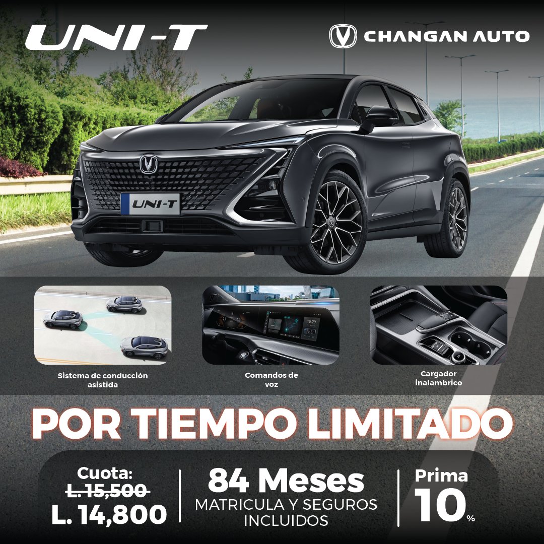 ¡No dejes pasar esta oportunidad única! El Changan UNI-T te espera con una oferta increíble por tiempo limitado. ¡Atrévete a vivir la experiencia UNI-T y lleva la innovación a otro nivel! 📷📷 #ChanganAuto #UNI-T #PromociónEspecial