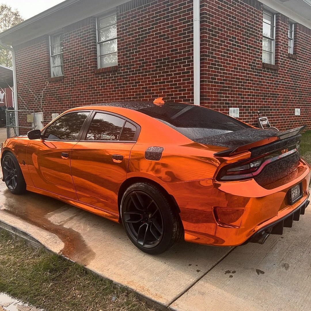 #TaillightTuesday 🍊 Custom Wrapped Dodge Charger Scat Pack. 📷: @slimelyfe_t | dodge.com