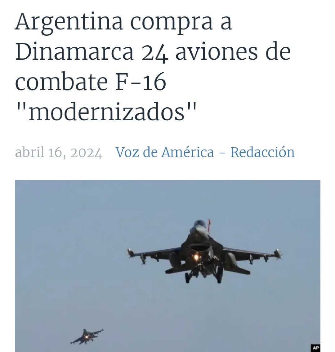 Mientras en la #Argentina de #MileiEsUnaEstafa han surgido más de 3 millones de nuevos pobres en unos meses, el pais pagará 300 millones de dólares a #Dinamarca por 24 aviones F-16 modernizados que tienen 40 años de construidos. ¡Viva la libertad carajo! 🤬🤬🤬