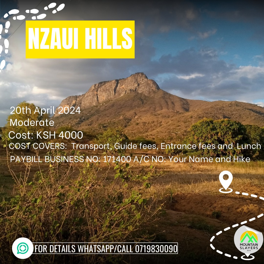 🌄🥾 Lace up your hiking boots and get ready to explore the stunning landscapes of Nzaui Hills this Saturday! Join us for an exhilarating hiking adventure that promises breathtaking views, unforgettable moments, and plenty of outdoor excitement. 🌿👟