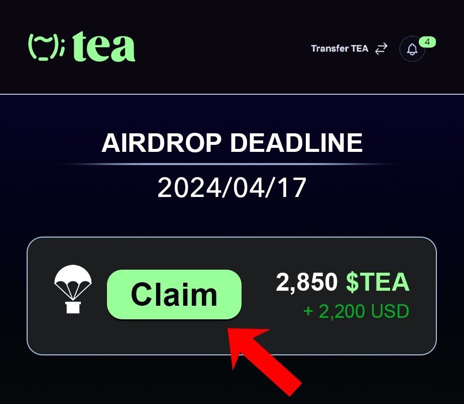 TonyResearch_'s tweet photo. $TEA CONFIRMED AIRDROP! Backed by Binance

Deadline: 2 Days!

This is your LAST CHANCE to claim

➜ Cost $0
➜ Potential Average: $2000 - $5000

Follow the step-by-step guide below 👇🦥