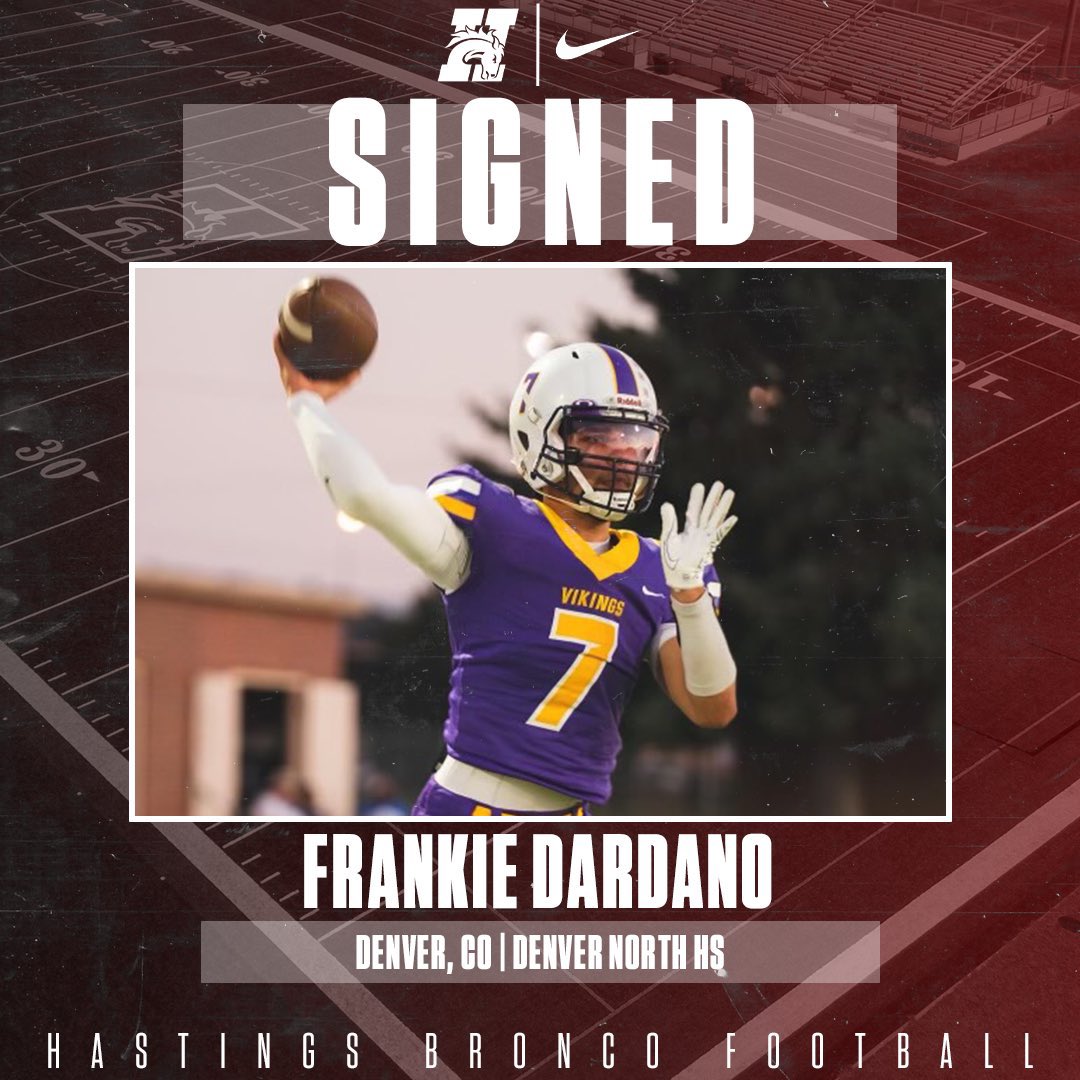 Frankie Dardano (@frankie7dardano) on Twitter photo I am excited, and blessed to announce that after a long recruiting process, I will be committing to Hastings College! Thank you to my family, and everyone who has supported me. Shoutout to <a href="/CoachFranzen/">Matt Franzen</a> for this opportunity. Go Broncos! <a href="/NorthFBVikings/">North Vikings Football</a> <a href="/HCBroncoFB/">Hastings College Football</a> 🔴⚪️ I am excited, and blessed to announce that after a long recruiting process, I will be committing to Hastings College! Thank you to my family, and everyone who has supported me. Shoutout to <a href="/CoachFranzen/">Matt Franzen</a> for this opportunity. Go Broncos! <a href="/NorthFBVikings/">North Vikings Football</a> <a href="/HCBroncoFB/">Hastings College Football</a> 🔴⚪️