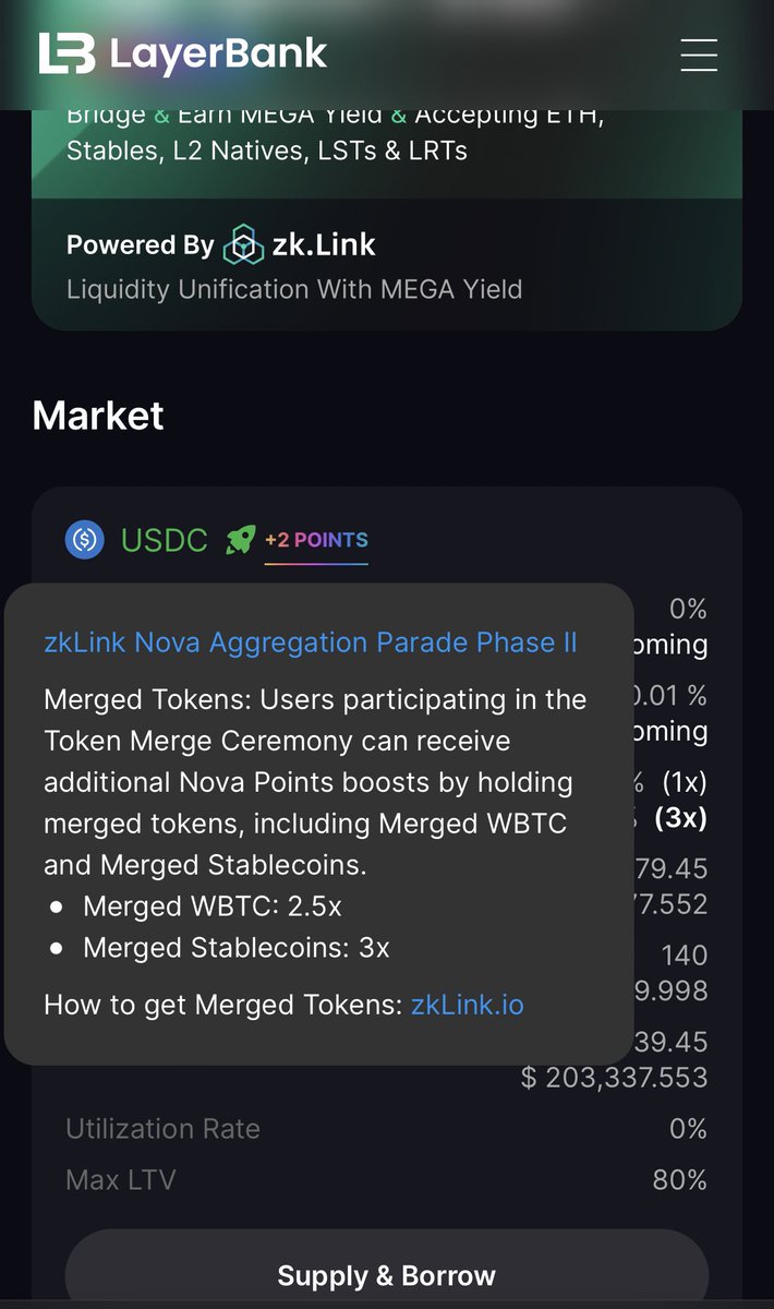 Want to find more opportunities on @zkLinkNova ? Now you can use the merged token on LayerBank and earn a boosted yield of up to 3x! zklink.layerbank.finance/bank