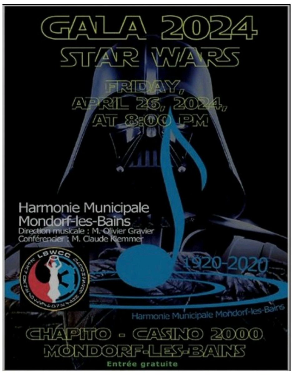 HarmonieLes's tweet photo. Let the force be with Harmonie Municipale Mondorf-les-Bains on 26 April for the #StarWars 2024 Gala concert at Casino 2000! An epic concert you shouldn't miss.
@casino2000lu @starwars https://t.co/oqNkKoZCcS
