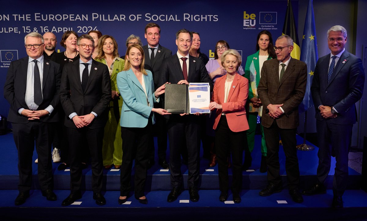 🇧🇪🇪🇺 Under the Belgian Presidency, the EU institutions, social partners and civil society signed an Interinstitutional Declaration endorsing the European Pillar of Social Rights as the cornerstone of the EU's social agenda.

#EU2024BE