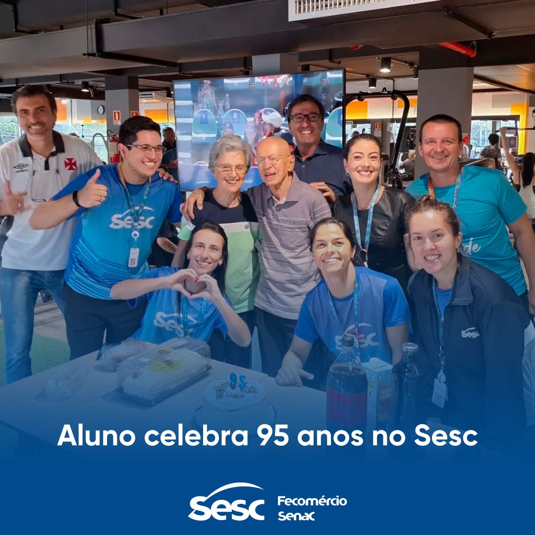 sesc_rs's tweet photo. Nosso aluno, Victor Vargas, da academia do @sescazenha, celebrou seus 95 anos de idade com seus instrutores. 🥳🤩
Parabéns senhor Victor, que siga com muita saúde e se exercitando cada vez mais. Conte conosco 💙🤍💙
#SescRS #aniversario #95anos #saude #sescazenha #VemProSesc https://t.co/6iptGfq33u