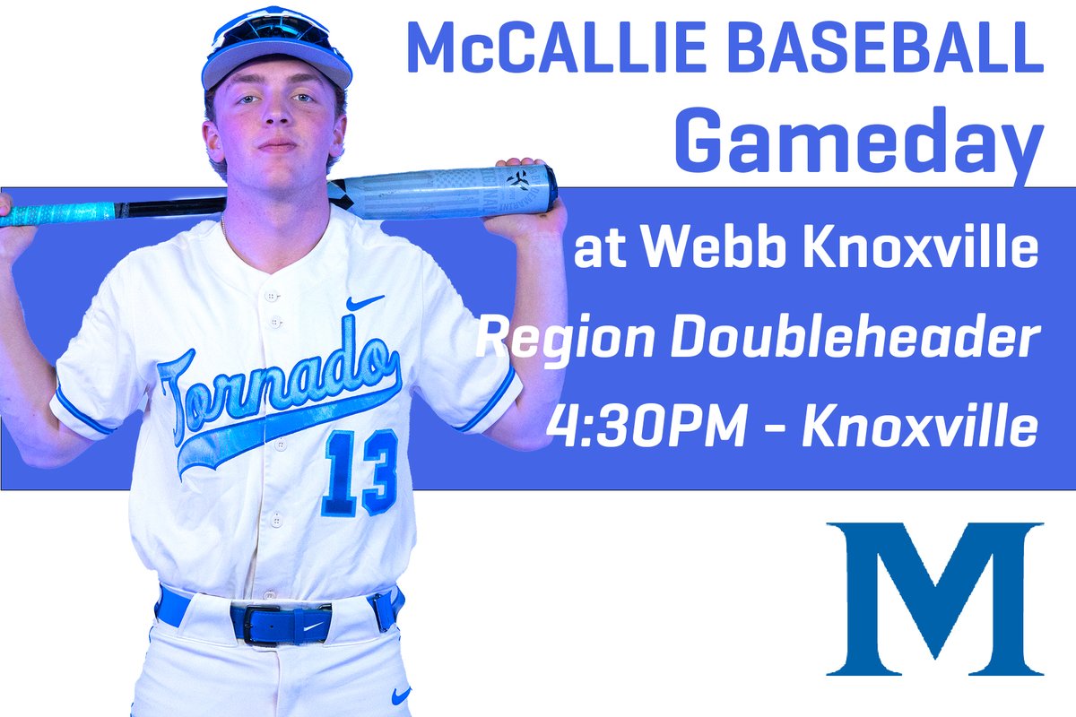 McCallie Baseball goes for the all important Region series win today with a doubleheader at Knox Webb. The Blue Tornado took game one Monday at home 3-2. #GoBigBlue @McCallieBseball