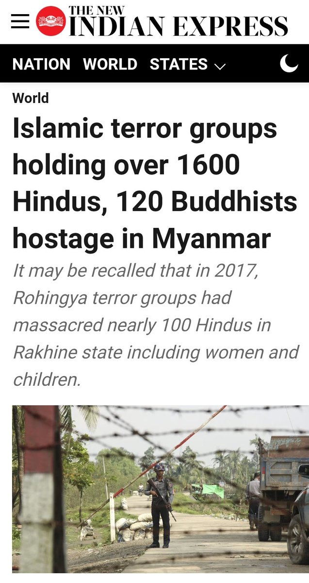Why No mainstream media is covering this ?? Islamic terror groups and Rohingyas are holding over 1600 Hindus, 120 Buddhists hostage in MyanmarIn. What could turn out to be a repeat of the 2017 massacre of Hindus by Rohingya terror groups in Rakhine state of Myanmar, a group of…
