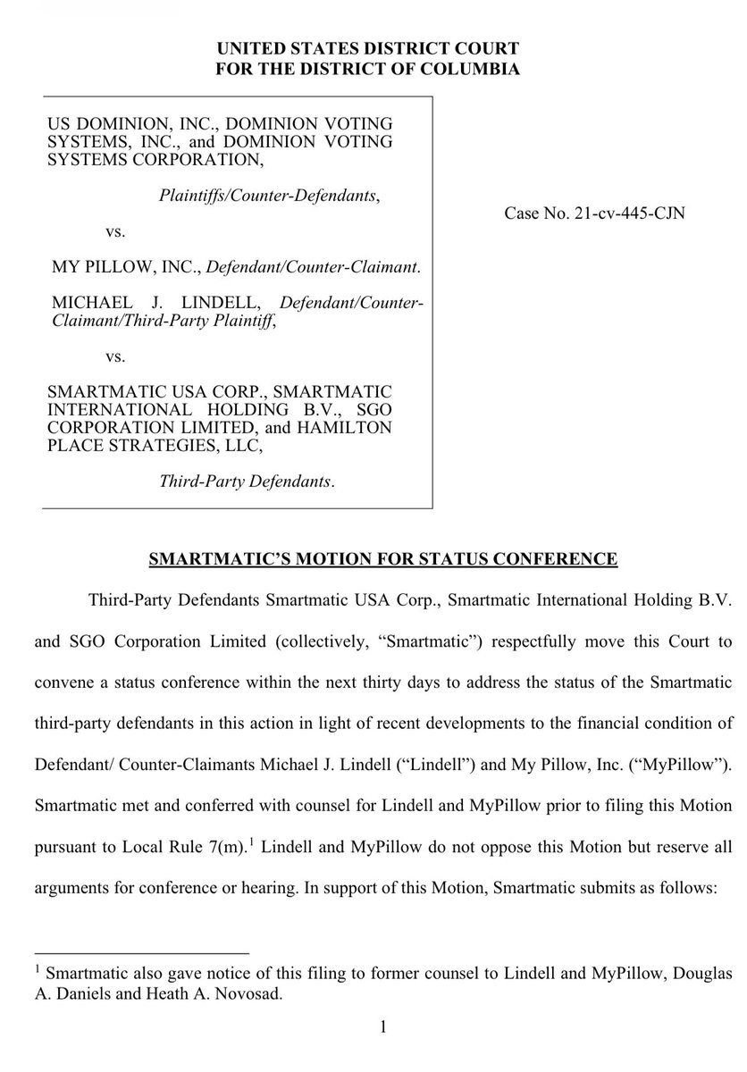 While Smartmatic has settled their lawsuit with OAN, they have NOT settled with Mike Lindell and MyPillow.

In fact, Smartmatic wants a status conference regarding the case in light of Mike’s poor “financial condition.”

🍿