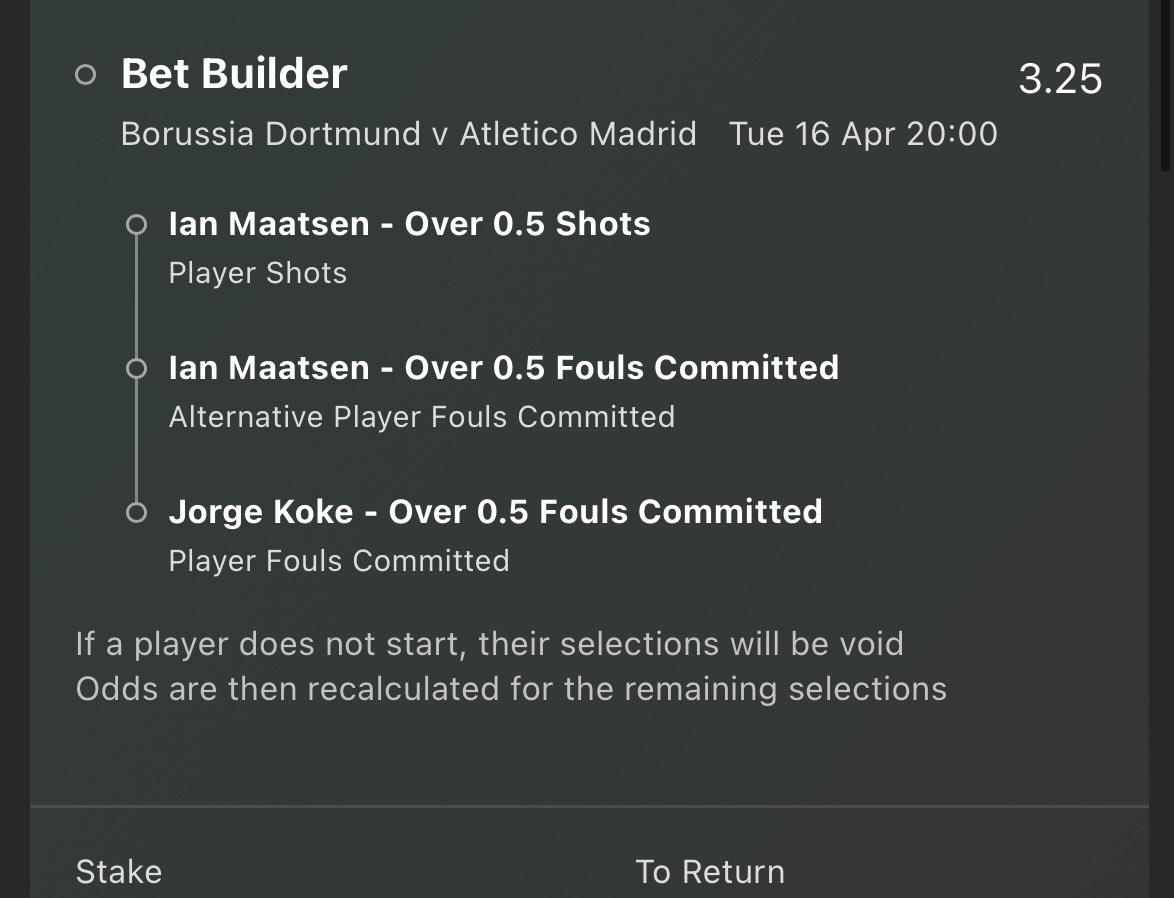 OddsUpClub's tweet image. 🇪🇺UCL betbuilders🇪🇺

🇪🇸Barca vs PSG🇫🇷

Odds: 3.18 (Bet365 25% boost)
Stake: 1 unit 

🇩🇪Dortmund vs Atletico🇪🇸

Odds: 3.25 (Bet365)
Stake: 1 unit 

0.5 units on the double at odds of 8.93

Research below 👇 

🔹Cancelo shots last 8: 2,2,2,2,1,2,0,2. He also managed 2 shots in the…
