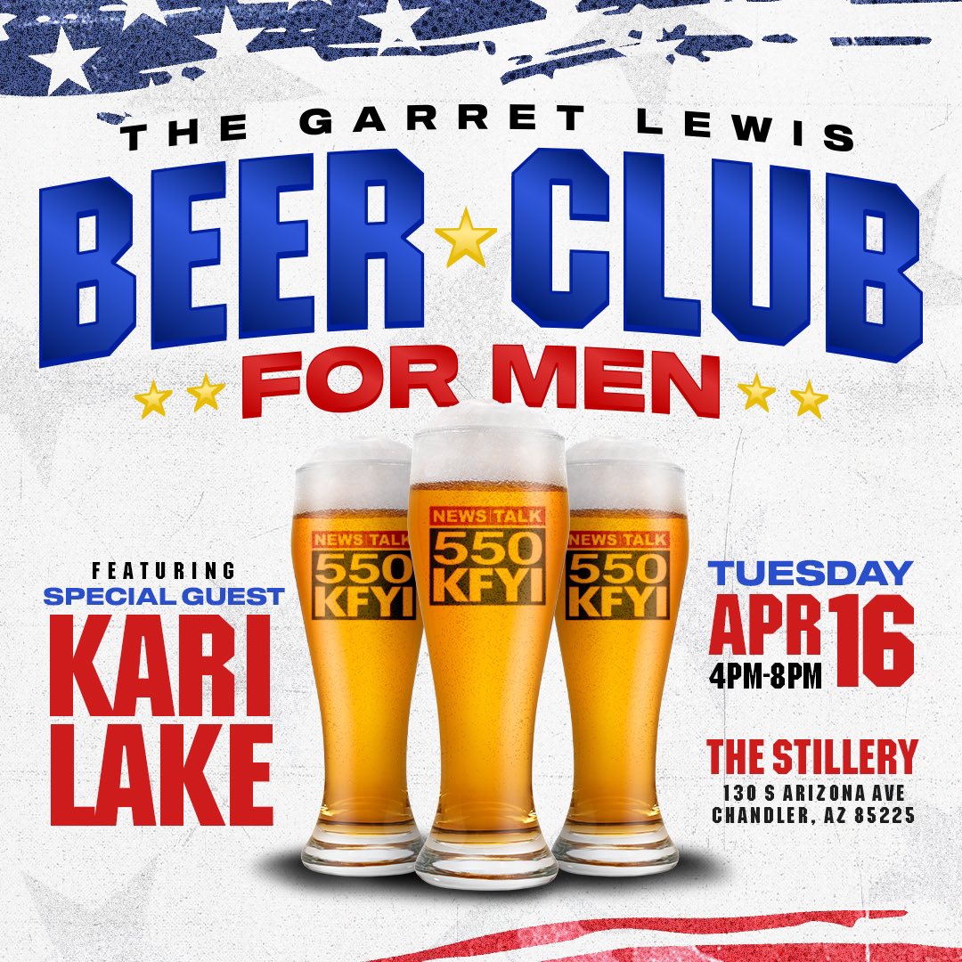 I’m calling for special cicada drinks for the ladies (minus the STF) at today’s Beer Club For Men in Chandler at The Stillery. @KariLake and @AbrahamHamadeh will be there with me. See you today for the live show and party!