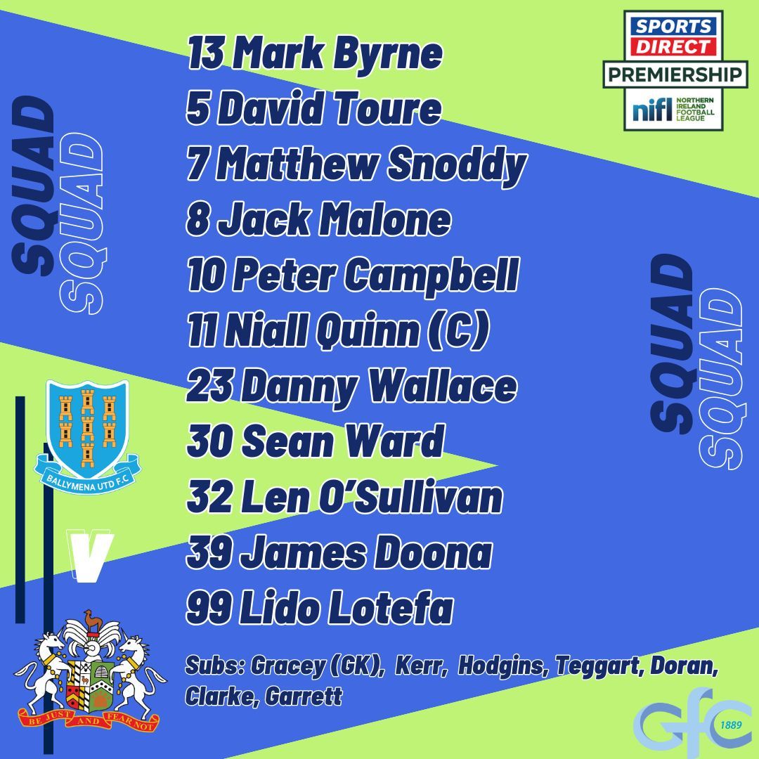 This evening’s lineup for our #SportsDirectPrem trip to the Showgrounds to take on Ballymena.

#BJAFN
#SMBAWA