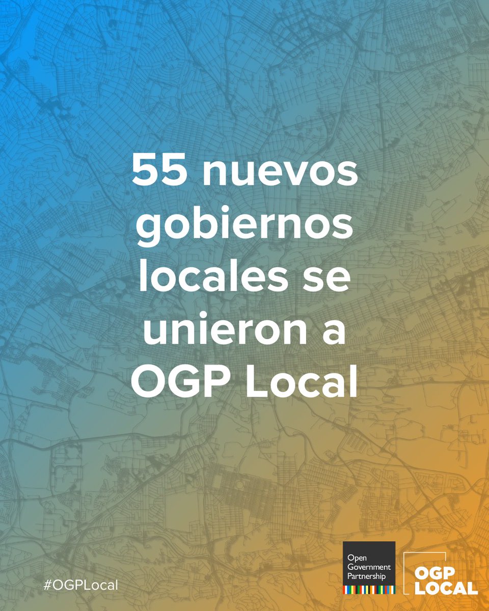 opengovpart's tweet photo. Nos entusiasma darle la bienvenida a 55 nuevos gobierno locales a #OGPLocal.

Junto con 75 países y 140+ gobiernos locales, trabajarán con la ciudadanía y sociedad civil para implementar planes de acción que respondan a sus contextos locales.

https://t.co/Q4nNq4uQjl https://t.co/9csJhjrMPi